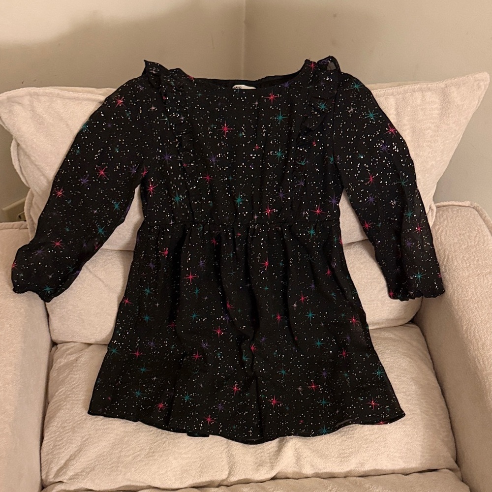 Epic Threads Black Dress with Colorful Star Patterns